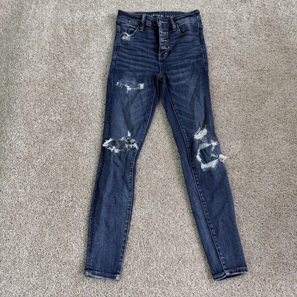 American Eagle Outfitters Denim - American Eagle Outfitters Hi-Rise Jegging Jeans Womens 0 Short Distressed Blue
